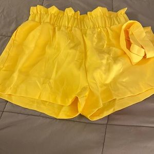 Yellow paper bag waist shorts with belt - never worn but no tags